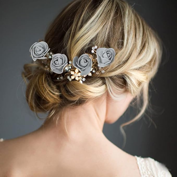 Mini Foam Rose Heads 500PCS Artificial Flower Silver Foam Fake Flower Bulk for DIY Crafts Wedding Bouquets Baby Shower Centerpieces Floral Arrangements Party Tables Home Decorations(Silver)