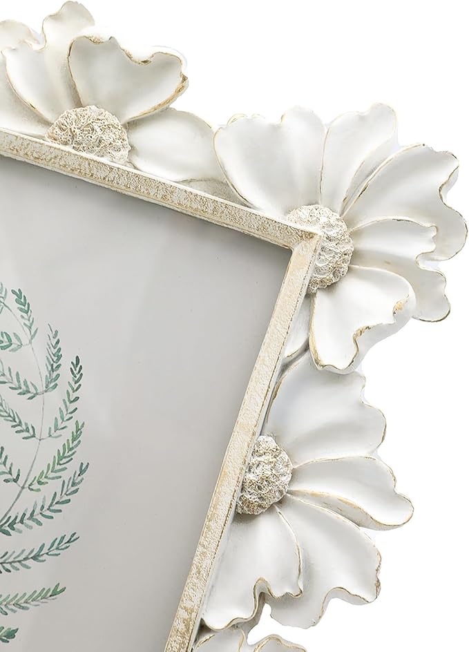 4x6 Vintage Picture Frame, Antique White Ornate Photo Frame, for Tabletop and Wall Display, Decorative Floral Design Retro Home Decor, Old Fashioned Photo Gallery Art