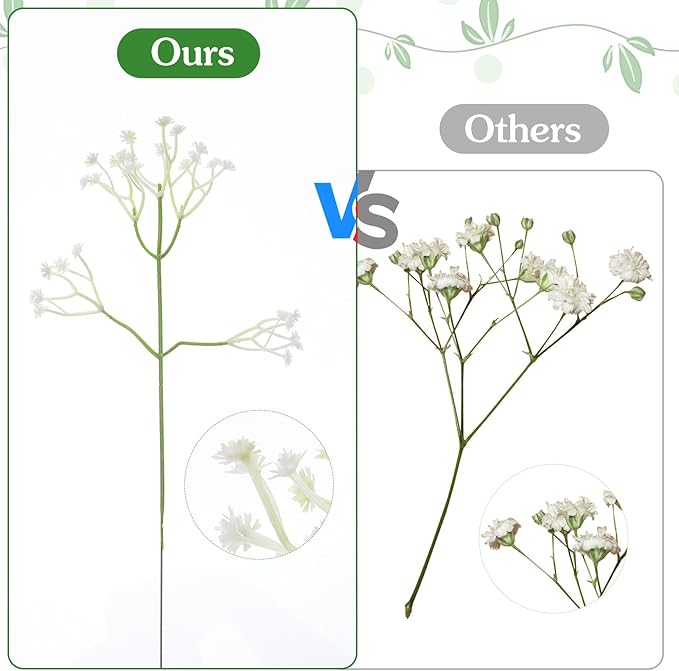 Eucalyptus Leaves Stems 120pcs 3 Kinds Mixed Artificial Greenery Stems Baby Breath Flowers Artificial Bulk Greenery Stem Floral Decor for Wedding Decor Vase Floral Arrangement Centerpiece DIY Bouquet