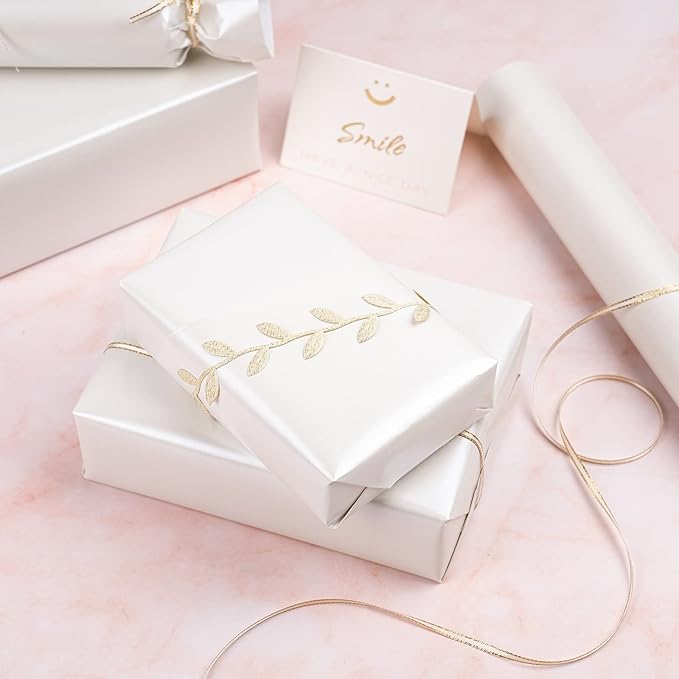 RUSPEPA Off White Metallic Wrapping Paper - Solid Color Matte Paper Perfect for Wedding, Birthday, Christmas, Baby Shower - 17 Inches X 32.8 Feet