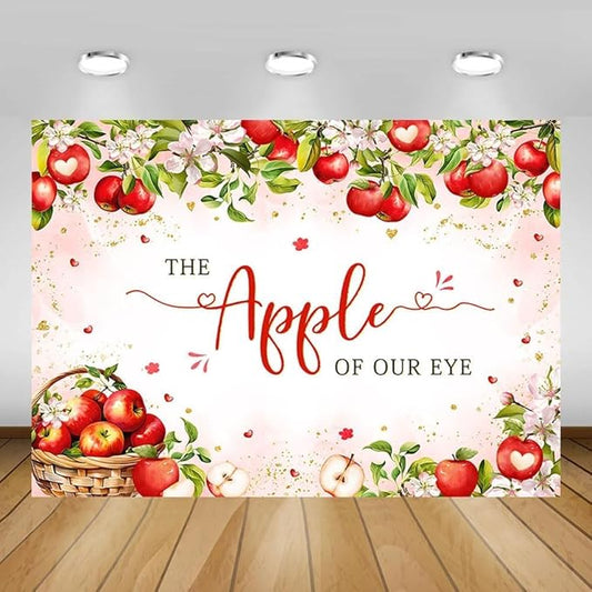 MEHOFOND Fall Apple Baby Shower Photography Backdrop Apple of Our Eye Baby Shower Decorations Autumn Floral Princess Baby Shower Party Photo Studio Booth Background Banner 10x7ft