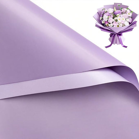 WRAPAHOLIC 20 Sheets Flower Wrapping Paper - 22.4 x 22.4 inch Light Purple Color Water-Resistant Floral Bouquet Wrapping Paper, Florist Supplies Packaging for Wedding Birthday Gift DIY