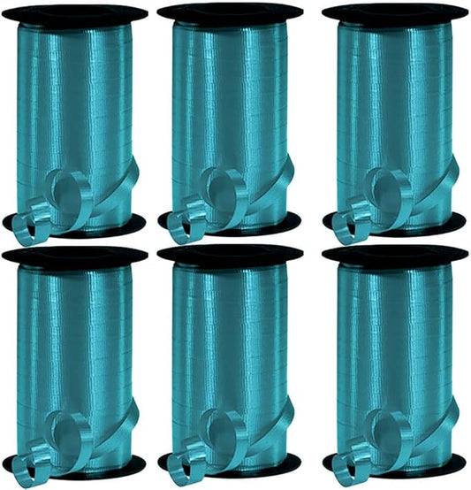 PMU Curling Ribbon - Crimped Texture Curling Ribbons for Gift Box Wrapping, Florist Flowers, Birthday Party Decorations, Festival Art Craft & Christmas Décor - Turquoise 3/8 Inch X 250 Yards, Pkg/6