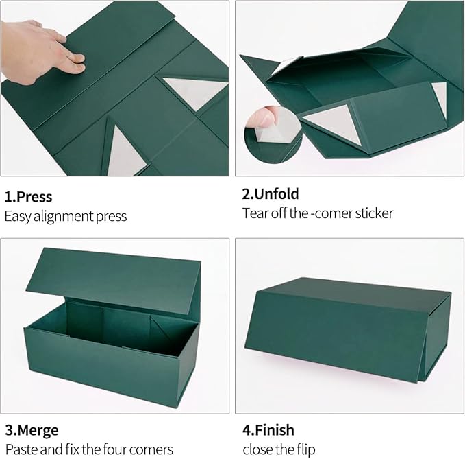 Green Gift Boxe 10" x 6" x 3" with Magnetic Closure Lid Gift Boxes for Presents,Bridesmaid Gifts Box,Cute Box,Birthday Gift box,Luxury for Gift Packaging, Magnetic Gift Box for Wrapping Gifts