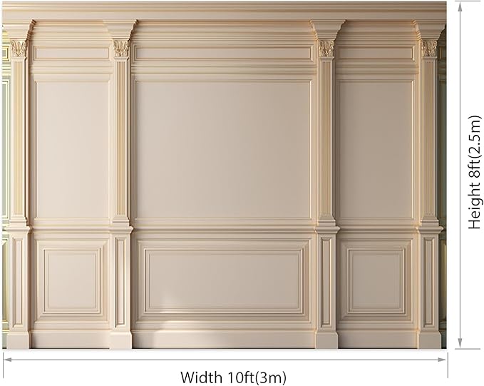 AOFOTO Vintage Room Inside Backdrop Classic French Frame Beige Walls Photo Background for Wedding Bridal Shower Party Banner Home Headboard Decor Wall Photo Studio Booth Props 10x8ft