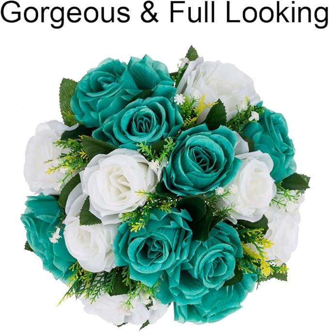 Flower Centerpieces for Wedding Tables: Wedding Table Decorations Teal & White Flower Balls Centerpieces for Engagement Cerebration Party Center Pieces 6 Packs