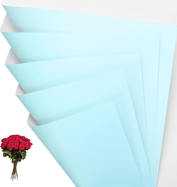PATIKIL Flower Gift Wrapping Paper, 20 Sheets Waterproof Bouquet Paper Wrap Florist Supplies Packaging Floral Papers for Wedding DIY Craft Valentine Mother's Day, Blue