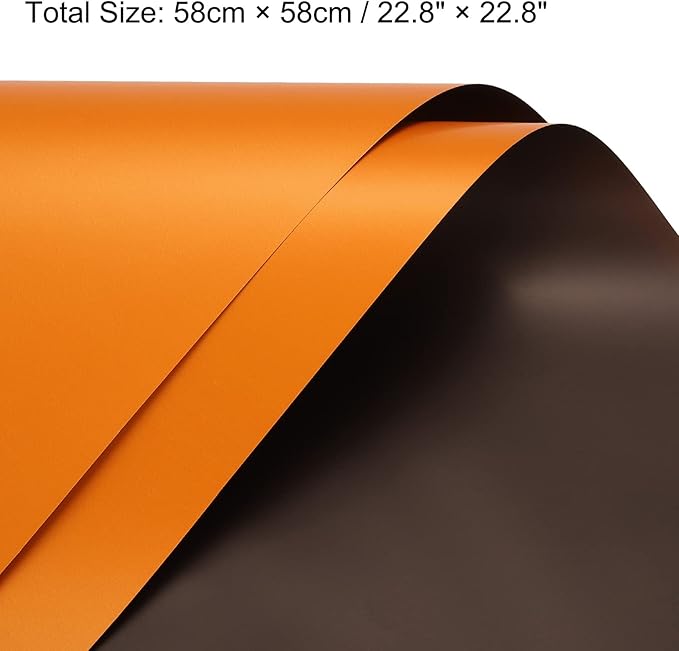 MECCANIXITY 10 Pcs Double Sided Color Flower Wrapping Paper Orange+Brown 22.8"x22.8" Waterproof for Florist Bouquet Supplies, DIY Crafts, Gift Box Packaging