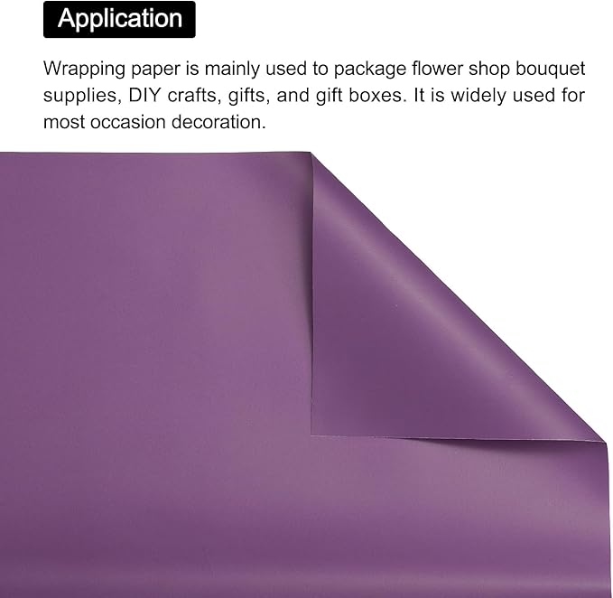 MECCANIXITY Pearlescent Film Flower Wrapping Paper 22.8x22.8 Inch Waterproof for DIY Crafts, Gift/Gift Box Packaging Dark Purple 10 Pcs