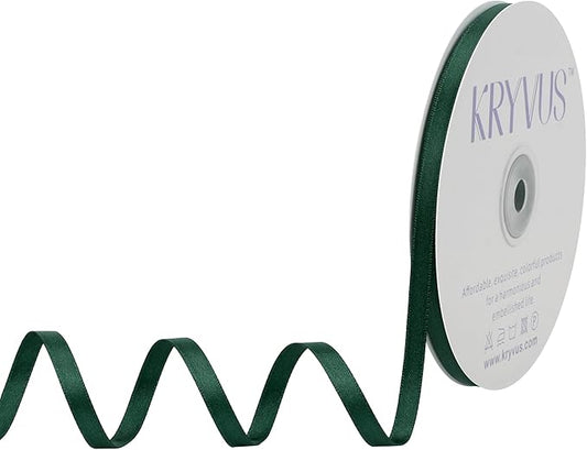 Hunter Green Satin Ribbon, Double Faced 1/4 Inch X 50 Yards Hunter Green Ribbon, Premium Satin Ribbon for Gift Wrapping, Crafts, Hair Bow Making, Sewing, Flower Bouquet, Wedding Party Decor