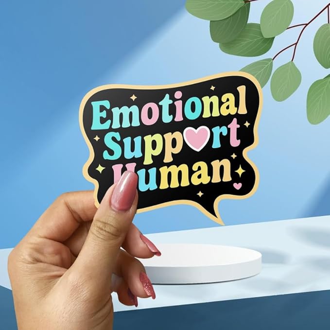 HANDICHI Design 5-Pack 3 Inch Emotional Support Human Stickers – Positive Affirmation Vinyl Decals for Laptops, Water Bottles, Journals and Scrapbooks – Cute Mental Health Self Care Sticker Pack