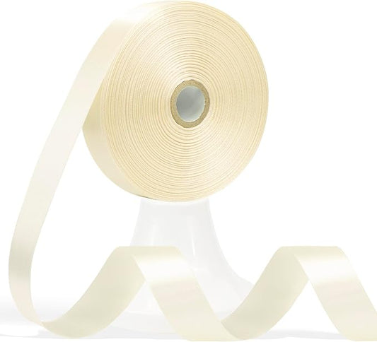 60 Yards Ivory Satin Ribbon 3/4 Inch, Cream Polyester Fabric Ribbon for Gift Wrapping, Crafts, Flower Bouquet, Wedding, Baby Shower, Festival, Christmas, Nursery Party