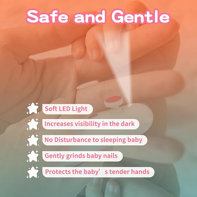 Baby Nail Trimmer Electric,Baby Clippers, 6 in 1 File,Nail File Grooming Kit Manicure Set for Toddler or Adults (Pink-New)