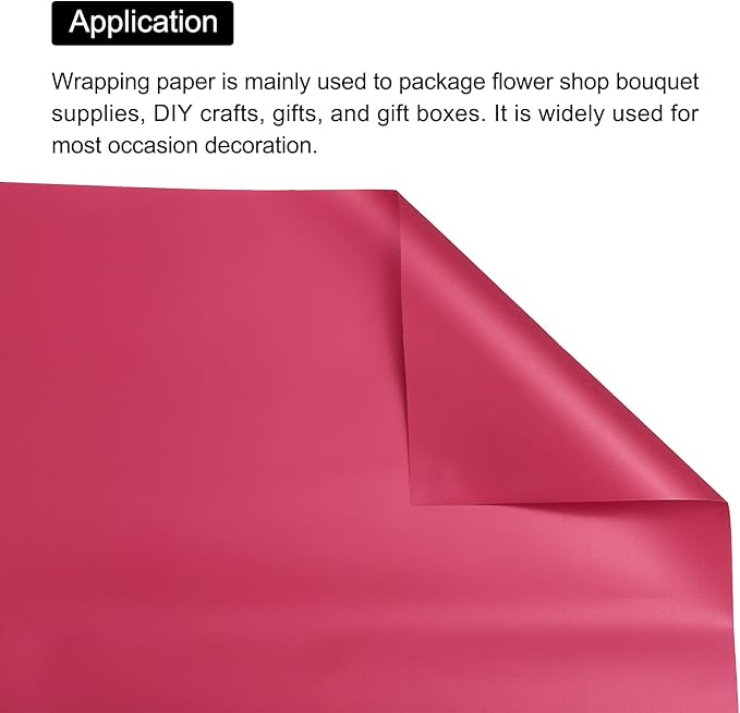 MECCANIXITY 20 Pcs Flower Wrapping Paper 22.8x22.8 Inch Waterproof Florists Wrapping Paper for Florist Bouquet Supplies, DIY Crafts, Gift/Gift Box Packaging Red