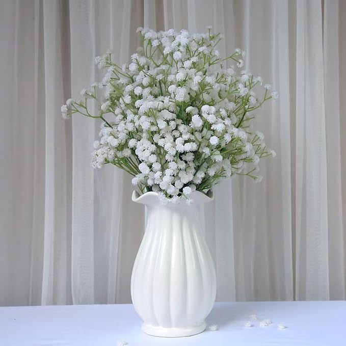 100PC Baby Breath Artificial Flowers - Babies Breath Flowers Artificial Bulk Faux Flowers Bouquet White Flores Real Touch Fake Flowers Arrangements Wedding Centerpieces Tables Decorations
