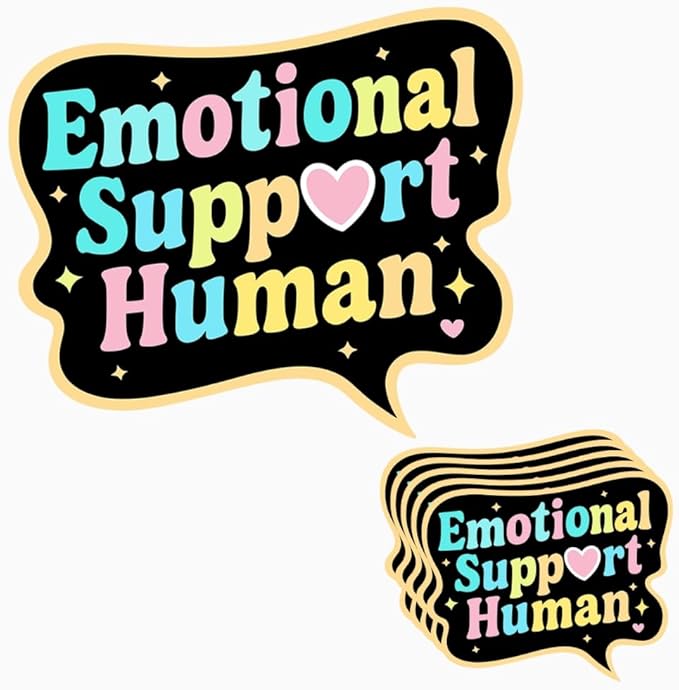 HANDICHI Design 5-Pack 3 Inch Emotional Support Human Stickers – Positive Affirmation Vinyl Decals for Laptops, Water Bottles, Journals and Scrapbooks – Cute Mental Health Self Care Sticker Pack