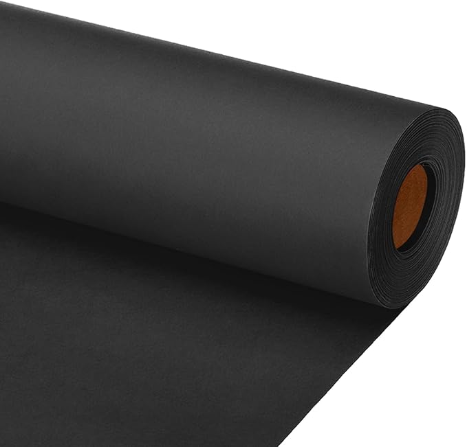 PATIKIL Wrapping Paper, 15"x1000"(80') Bulletin Board Paper Roll Kraft Paper Roll Construction 80GSM for Shipping Packing Gift Wrapping Craft Flower Bouquet Christmas, Black