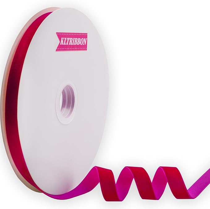Nylon Single Face Velvet Ribbon,5/8 Inch X 25 Yards Spool (Shocking Pink)