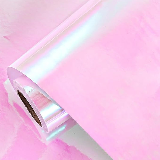 LeZakaa Pink Wrapping Paper Roll, Holographic Iridescent Wrapping Paper for Birthday, Valentine's, Mother's Day, Wedding, Baby Shower, Holiday, Large Roll, 30 inches x 32.8 Feet (92.9 sq.ft.)
