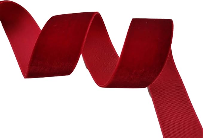 Nylon Velvet Ribbon Single Faced,1 Inch X 25Yards Spool (Hot Red)