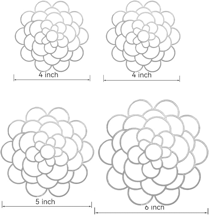 [Upgrade] 4Pcs Flower Arrangement Holder, Bold Floral Grid Reuseable Flower Frog Wire Arranger Twist, 4'/5"/6" Stainless Steel Flower Lid Arranger for Vase Floral Stems Bouquets Plant Fixation Sliver