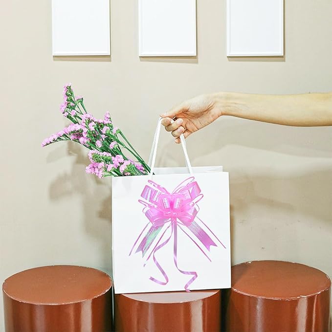 Big Bow for Present - Iridescent Pink Bows for Gift Wrapping, Gifts Baskets, Women, Party, Valentines Day, and More(6 inches, 10 PCS)