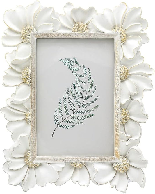 4x6 Vintage Picture Frame, Antique White Ornate Photo Frame, for Tabletop and Wall Display, Decorative Floral Design Retro Home Decor, Old Fashioned Photo Gallery Art