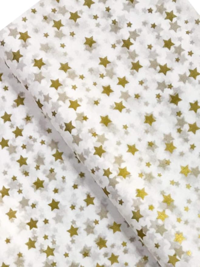 Ocean Tides 75 Sheets (14 x 20 Inches) Christmas Wrapping Paper – Gift Wrapping Tissue Paper Bulk for Crafts, Birthdays, & Holidays – Colored Tissue Papers for Gift Bags & Decorations, Gold Stars
