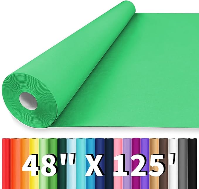Vanhench 48"x1500"(125') Green Wrapping Paper, Solid Color Art Kraft Craft Paper for Christmas/Birthday Gift Wrapping, Bouquet Flower Crafts Packing Poster Bulletin Board Paper