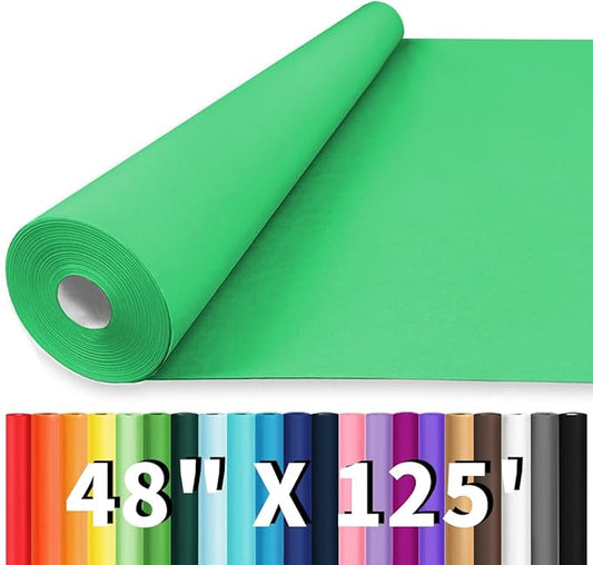 Vanhench 48"x1500"(125') Green Wrapping Paper, Solid Color Art Kraft Craft Paper for Christmas/Birthday Gift Wrapping, Bouquet Flower Crafts Packing Poster Bulletin Board Paper