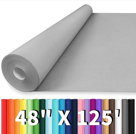 Vanhench 48"x1500"(125') Grey Wrapping Paper, Birthday Wrapping Paper, Solid Color Art Kraft Craft Paper for Gift Wrapping, Birthday, Bouquet Flower Crafts Packing Poster Bulletin Board Paper