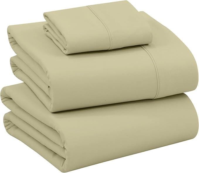 RUVANTI 100% Cotton Twin XL Sheet Sets, 3 Pieces, Soft & Breathable Percale Weave Bedding, Deep Pocket 16", Hotel Standard, Crisp Cool Feel, Durable, Perfect Size Dyed Sheets, Sage Green