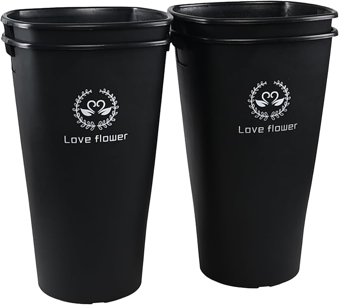 20 Inch Large Plastic Flower Buckets Vases for Cut Flowers, 4-Pack Tall Flower Display Buckets, Black
