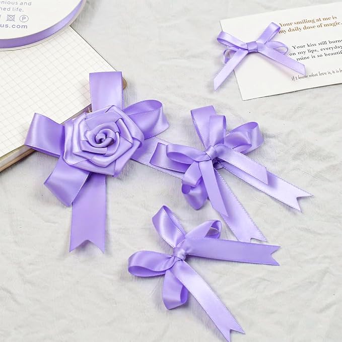 Lilac Satin Ribbon, Double Faced 1/4 Inch X 25 Yards Lilac Ribbon, Premium Satin Ribbon for Gift Wrapping, Crafts, Hair Bow Making, Sewing, Flower Bouquet, Wedding Party Decor