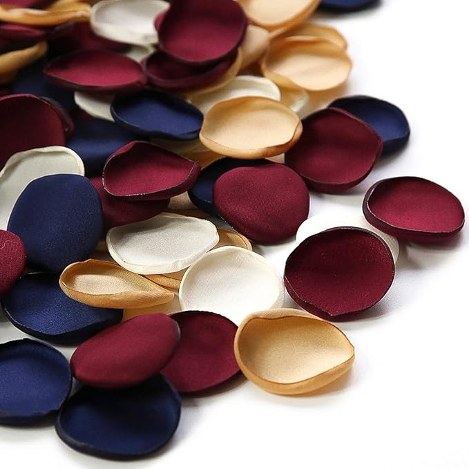 Floroom 500pcs Rose Petals Burgundy Navy Faux Silk Flower Petals for Wedding Flower Girl Basket Aisle Runner Scatter Dinner Table Centerpieces Party Confetti Bridal Shower Romantic Night Decoration