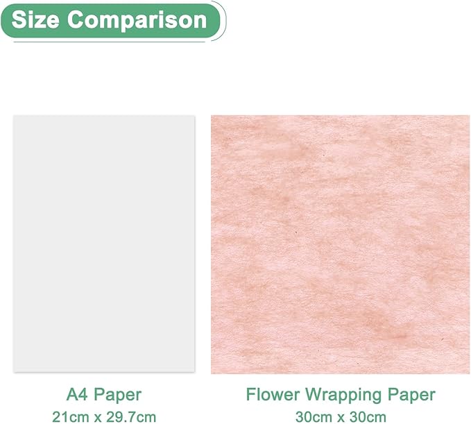 M METERXITY 76-Sheet Korean Cotton Wrapping Flower Paper, 11.8 Inch/ 30cm Waterproof Floral Wrapping Cotton Paper for Bouquets/Gift Packaging [Orange Pink]