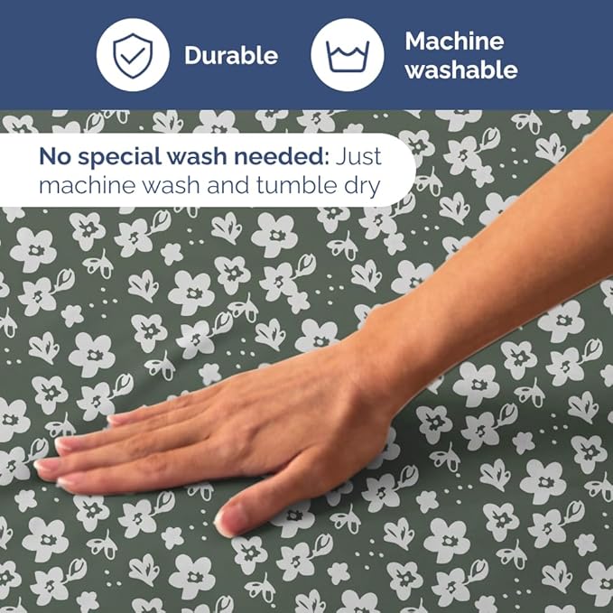 Floral Sheets - Green Floral Bed Sheet Set - 1 Flat, 1 Fitted & 2 Pillowcases w/ Deep Pockets - Comfy, Wrinkle & Fade Free - Boho Botanical Bedding - Ultra-Soft, Breathable & Cooling - King Size Set