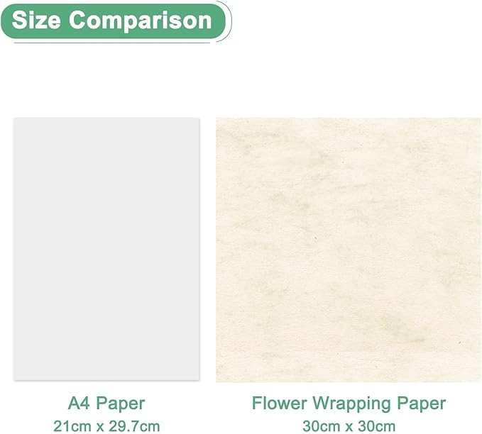 M METERXITY 152-Sheet Korean Cotton Wrapping Flower Paper, 11.8 Inch/ 30cm Waterproof Floral Wrapping Cotton Paper for Bouquets/Gift Packaging [Light Beige]