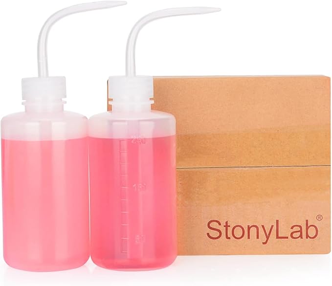 stonylab Chemical Wash Bottle, Plastic Safety Lab Squeeze, LDPE with Narrow Mouth, 250 ml (8 oz), 4 Packs