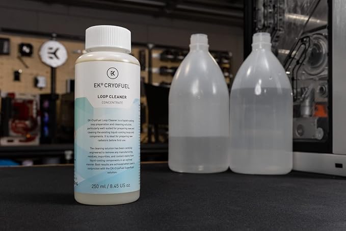 EKWB EK-CryoFuel Loop Cleaner Concentrate, Superflush Concentrate, and Filling Bottle Combo