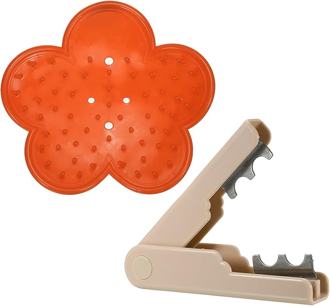PATIKIL Rose Stem Leaf Thorn Stripper, 2Pcs/1Set Rose Thorn Stripper Remover Tool Leaf Stripping Tool for Gardening Flower Pruning, Brown, Orange