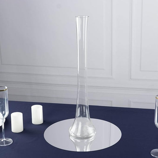 Efavormart 6 Pack Clear Heavy Duty Eiffel Tower Glass Vases with Round Base, Tall Skinny Flower Bud Vase Centerpieces - 20"