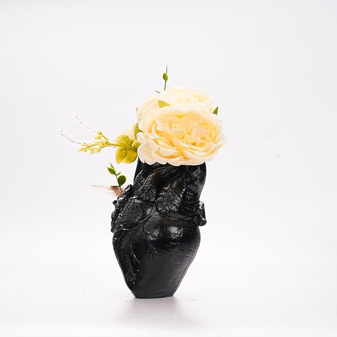 Heart Shaped Resin Vase - Anatomical Human Heart Flower Pot Planter, Nordic Modern Desktop Decor for Farmhouse Living Room, Bedroom, Valentine's Day Gift Home Decoration
