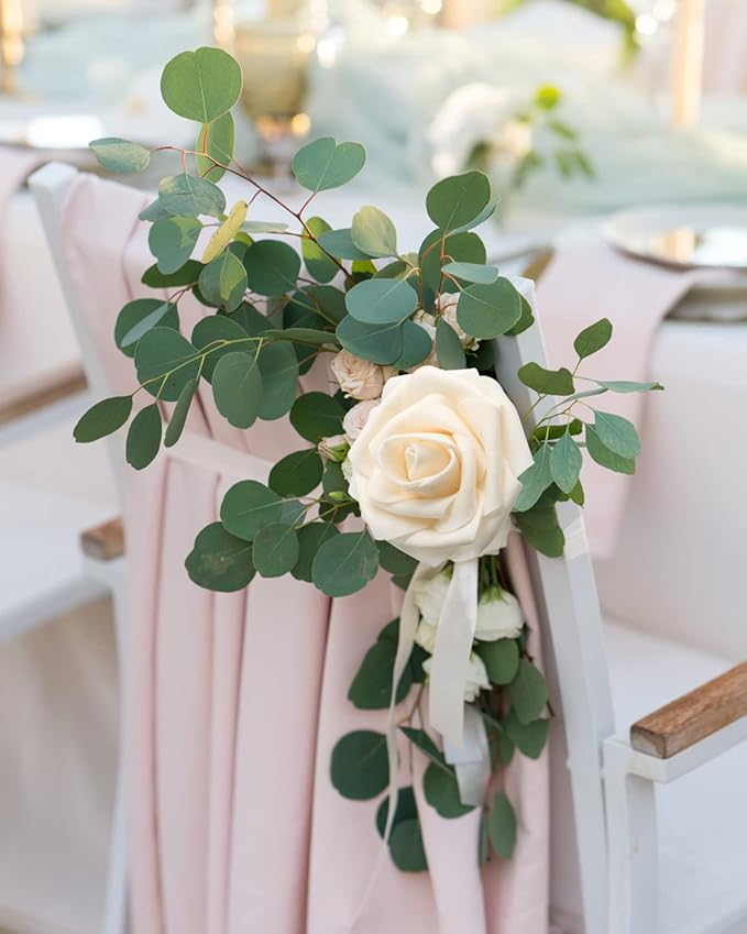 JOYLEX Artificial Flowers Realistic Roses, Real Looking Fake Roses with Stem for DIY Wedding Bouquets Centerpieces Bridal Shower Party Romantic Decorations (50pcs, White/Cream/Light Pink)