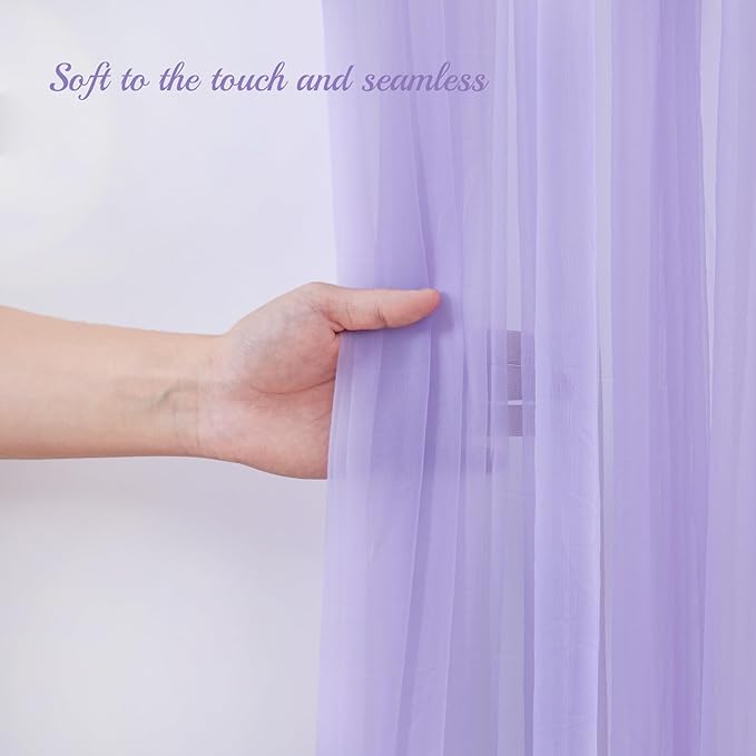 10x8ft Purple Tulle Backdrop Curtain with Lights String for Parites, Sheer Backdrop Curtains for Wedding Baby Shower Birthday Party Photo Shoot Decorations