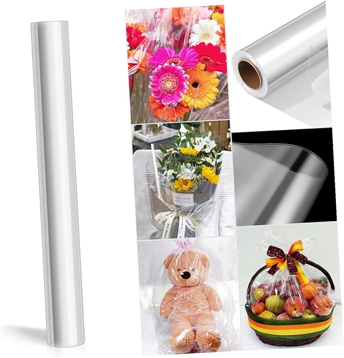 NOLITOY Cellophane Wrap Transparent Floral Packing Film DIY Bouquet Material for Flower Wrapping and Decoration