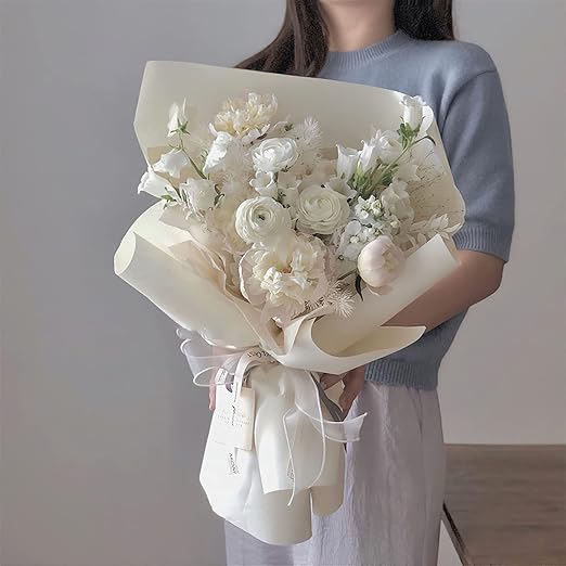 LWFyyds Korean solid color kraft paper roll, flower wrapping paper, bouquet material, gift wrapping paper - Light brown