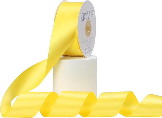 Daffodil Yellow Satin Ribbon, Double Faced 1-1/2 Inch X 25 Yards Daffodil Ribbon, Premium Satin Ribbon for Gift Wrapping, Crafts, Hair Bow Making, Sewing, Flower Bouquet, Wedding Party Decor