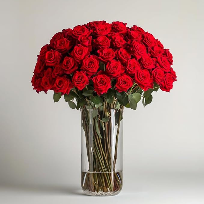 GlobalRose 75 Red Roses Bouquet - Responsibly Sourced Roses Fresh Flowers - Hand-Picked Flowers Fresh Bouquet for Mother's Day, Birthday & Special Occasions (3 Bunches of 25 Stems)