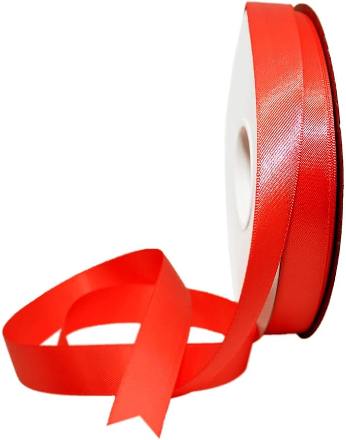 Morex Ribbon Double Face Satin Ribbon 5/8" X 50 YD Hot Red Ribbon for Gift Wrapping, Birthday Gift Cards, Satin Dress for Women, Silk Ribbons for Crafts, Wedding Gifts for Couple